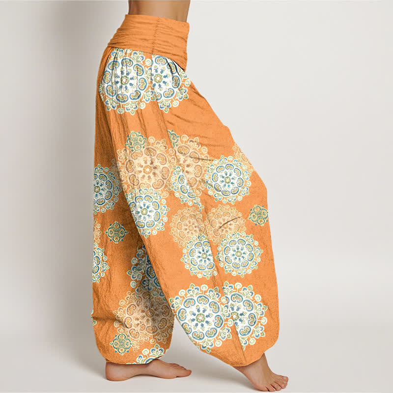 Nimara Ritual Pure Cotton Various Mandala Floral Pattern Women's Elastic Waist Harem Pants