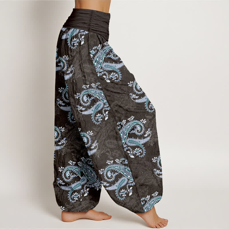 Nimara Ritual Pure Cotton Elegant Paisley Pattern Women's Elastic Waist Harem Pants