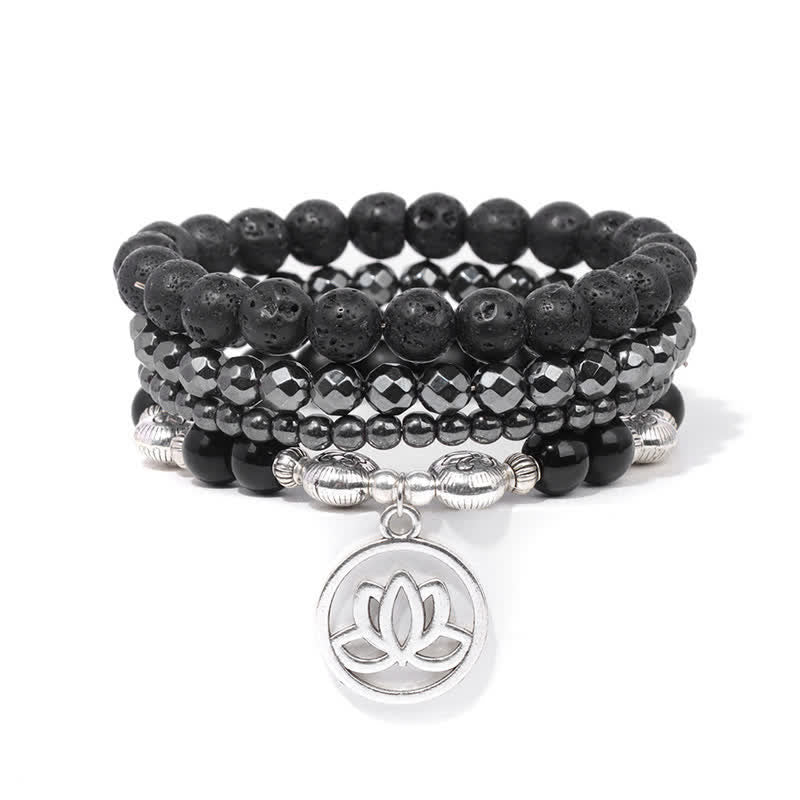 Nimara Ritual 4pcs Lava Rock Lotus New Beginning Bracelet