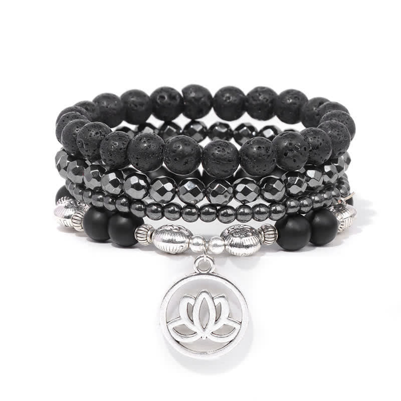 Nimara Ritual 4pcs Lava Rock Lotus New Beginning Bracelet