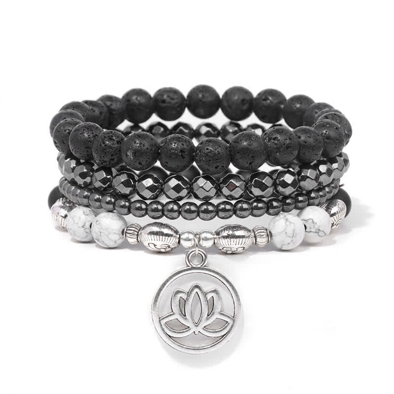 Nimara Ritual 4pcs Lava Rock Lotus New Beginning Bracelet