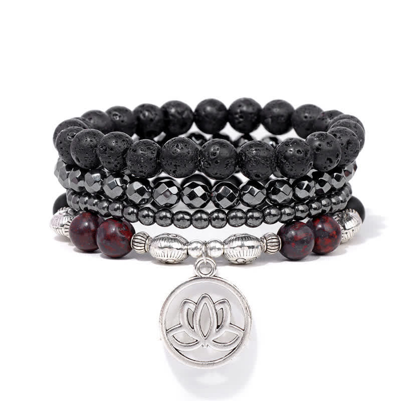 Nimara Ritual 4pcs Lava Rock Lotus New Beginning Bracelet
