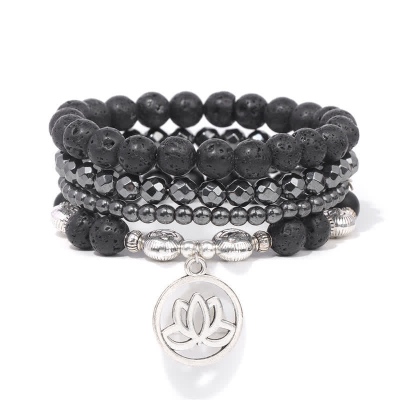 Nimara Ritual 4pcs Lava Rock Lotus New Beginning Bracelet