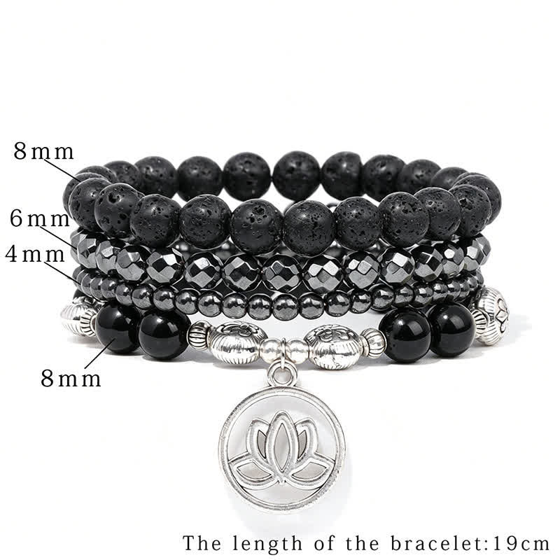 Nimara Ritual 4pcs Lava Rock Lotus New Beginning Bracelet