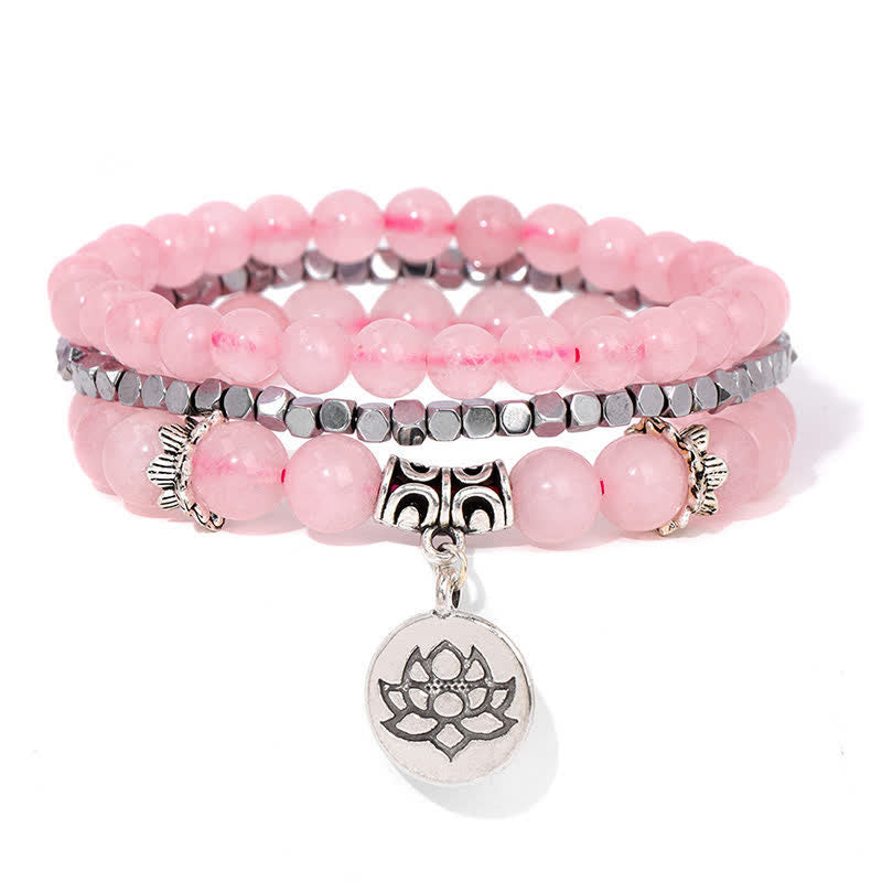 New Beginning and Motivating 3Pcs Zebra Jasper Lotus Enlightenment Beaded Bracelet