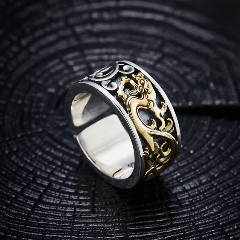 Nimara Ritual Copper Dragon Tang Dynasty Flower Design Strength Ring