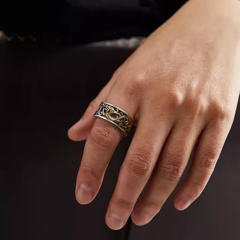 Nimara Ritual Copper Dragon Tang Dynasty Flower Design Strength Ring