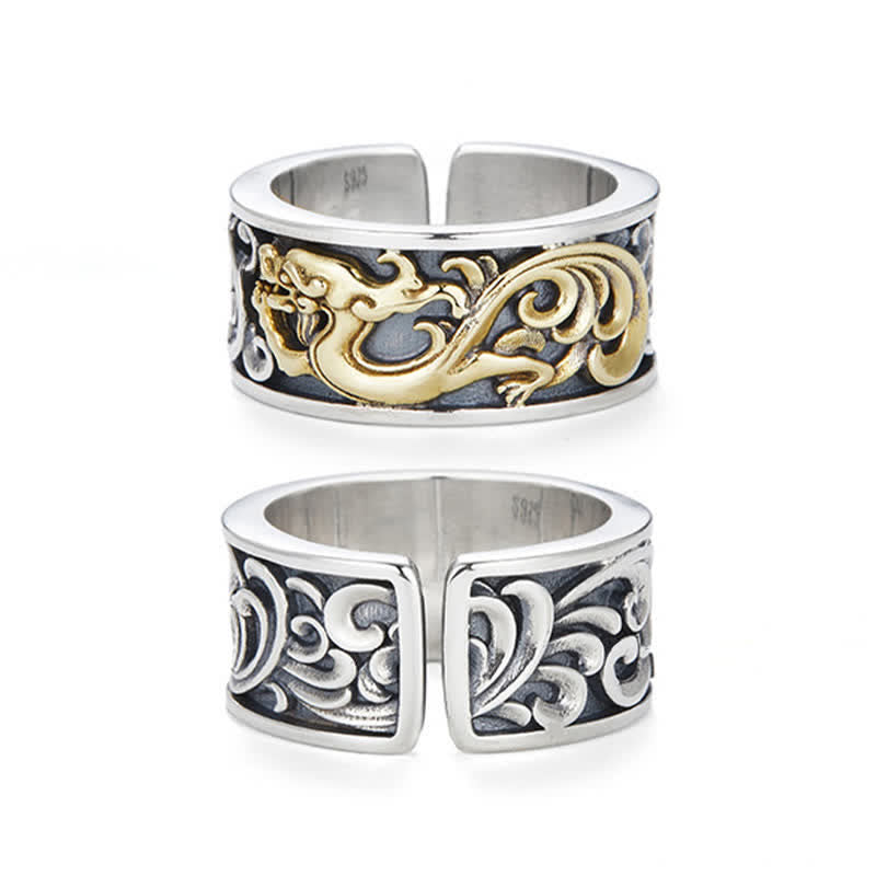 Nimara Ritual Copper Dragon Tang Dynasty Flower Design Strength Ring