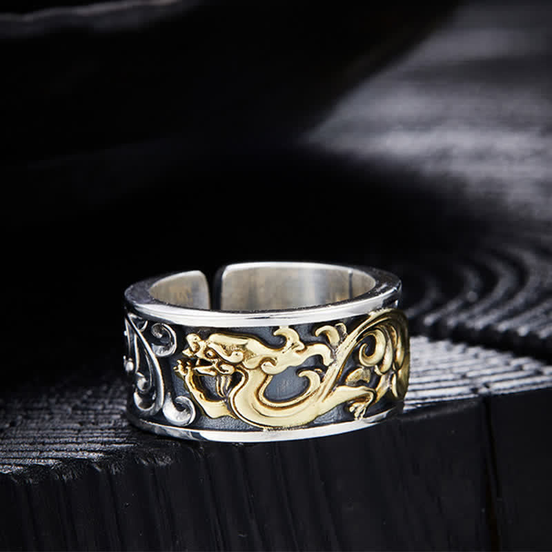 Nimara Ritual Copper Dragon Tang Dynasty Flower Design Strength Ring
