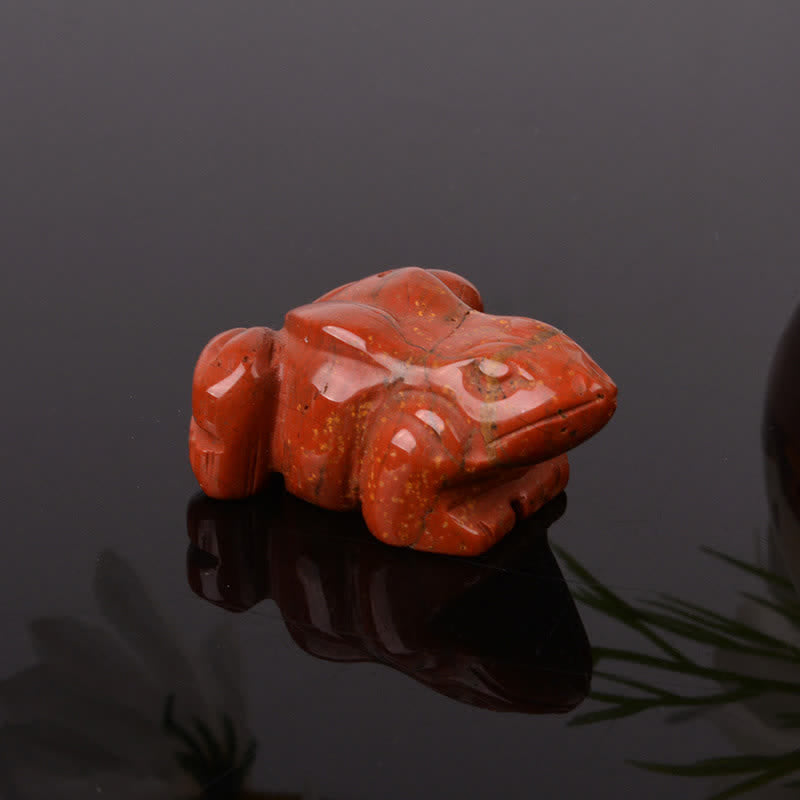 Wealth and Healing Natural Green Aventurine Clear Quartz Frog Crystal & Stone Decor