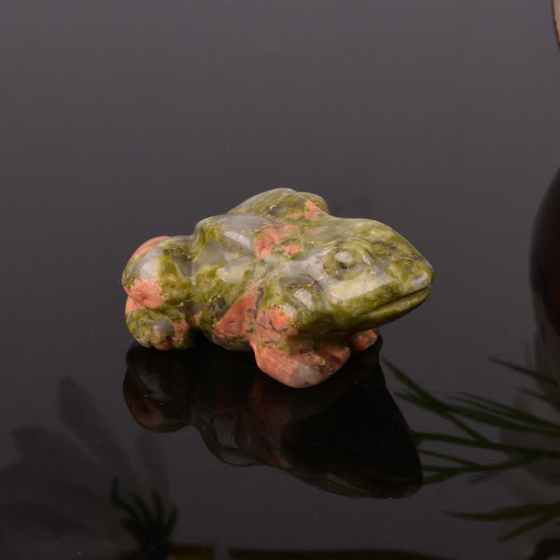 Nimara Ritual Natural Green Aventurine Clear Quartz Frog Wealth Crystal & Stone Decor