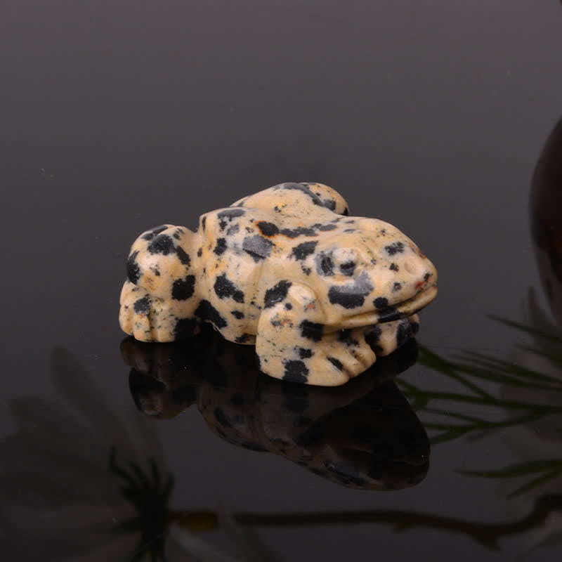 Wealth and Healing Natural Green Aventurine Clear Quartz Frog Crystal & Stone Decor