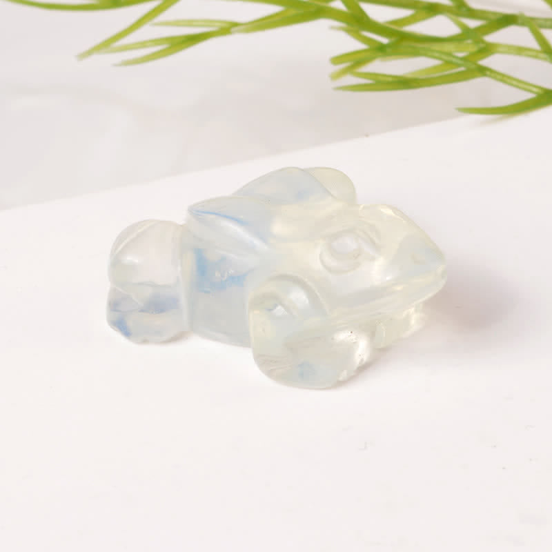 Wealth and Healing Natural Green Aventurine Clear Quartz Frog Crystal & Stone Decor