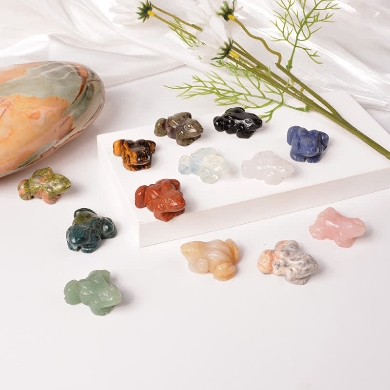 Nimara Ritual Natural Green Aventurine Clear Quartz Frog Wealth Crystal & Stone Decor