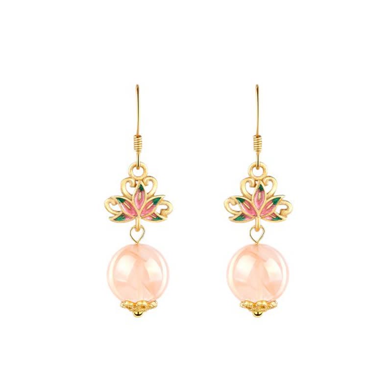 Nimara Ritual Citrine Lotus Enlightenment Enamel Drop Earrings