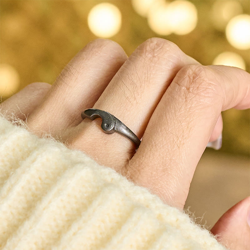 Nimara Ritual Retro Yin Yang Textured Copper Harmony Adjustable Ring