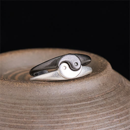 Nimara Ritual Retro Yin Yang Textured Copper Harmony Adjustable Ring