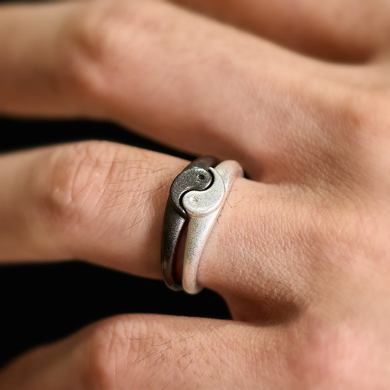 Nimara Ritual Retro Yin Yang Textured Copper Harmony Adjustable Ring