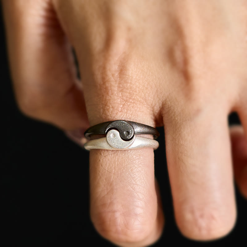 Nimara Ritual Retro Yin Yang Textured Copper Harmony Adjustable Ring