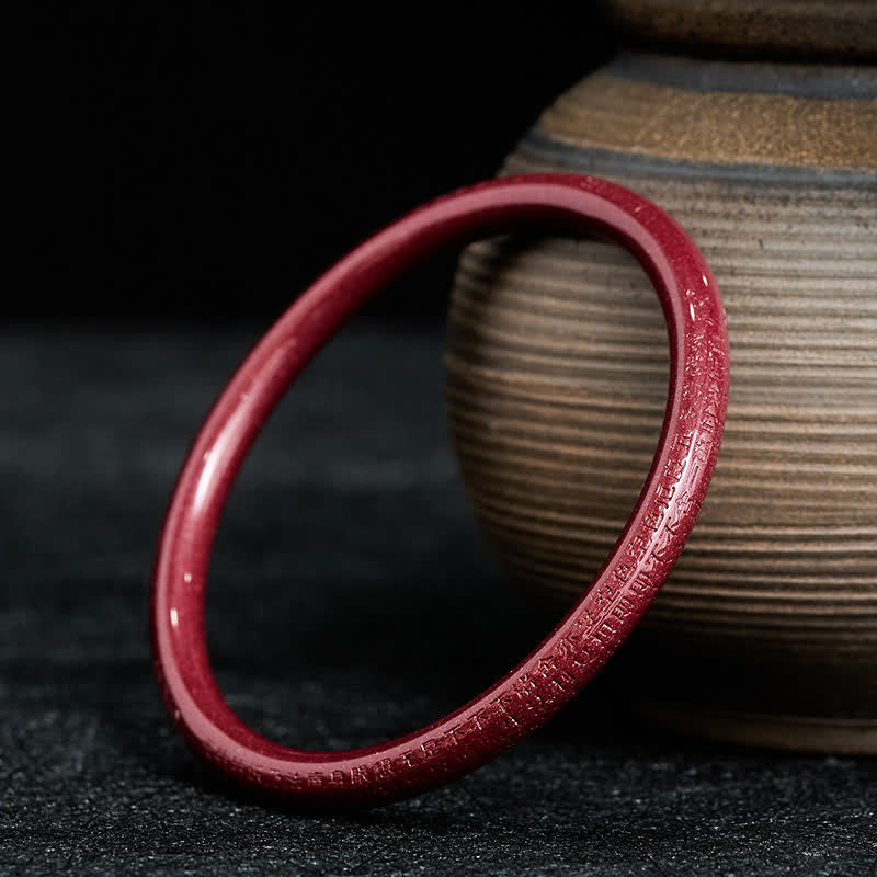 Nimara Ritual Cinnabar Plain Heart Sutra Calm Bracelet Bangle