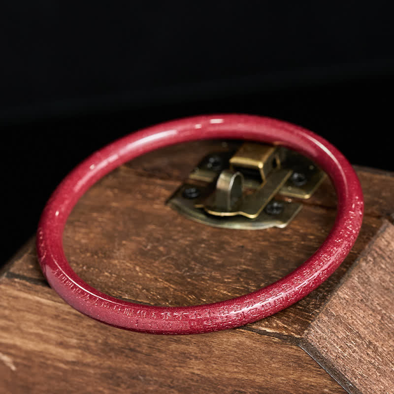 Nimara Ritual Cinnabar Plain Heart Sutra Calm Bracelet Bangle
