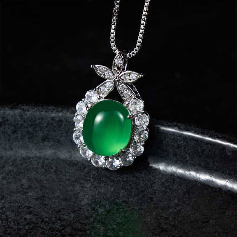 Nimara Ritual Natural Green Chalcedony Pink Chalcedony Flower Courage Necklace