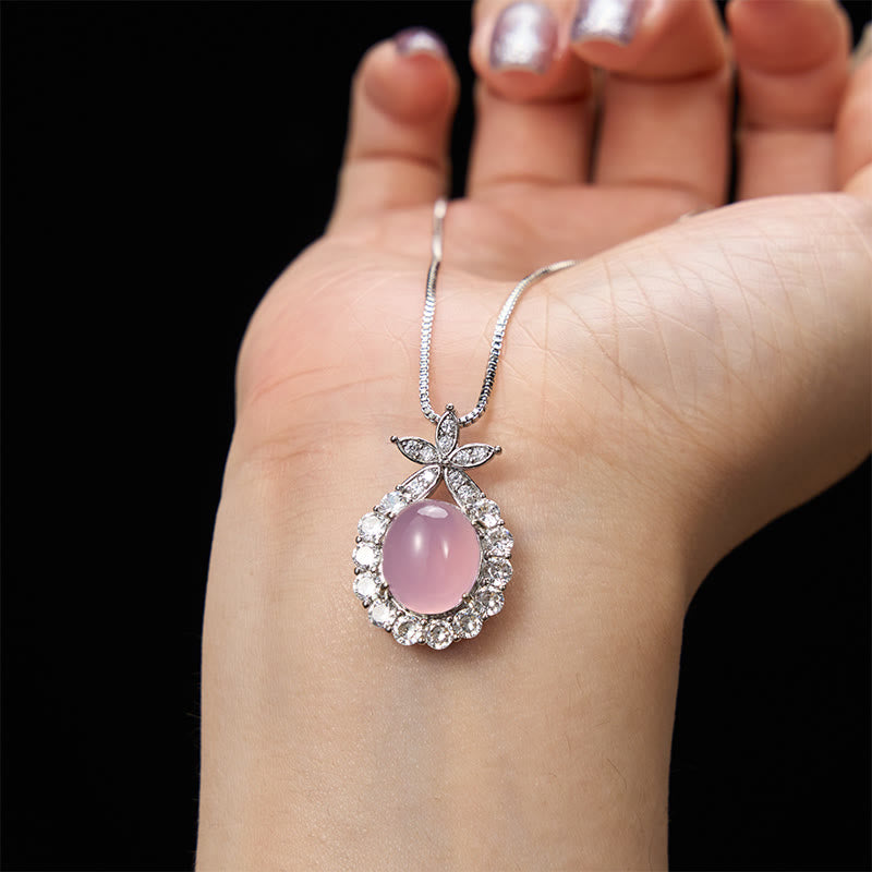 Nimara Ritual Natural Green Chalcedony Pink Chalcedony Flower Courage Necklace