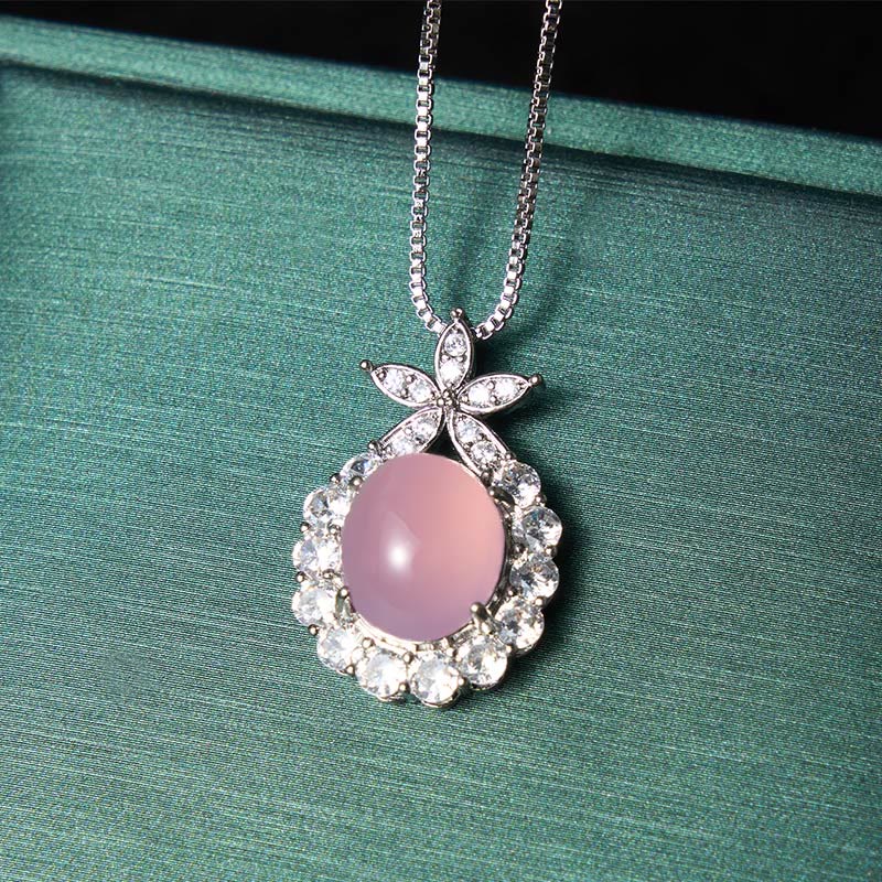 Nimara Ritual Natural Green Chalcedony Pink Chalcedony Flower Courage Necklace