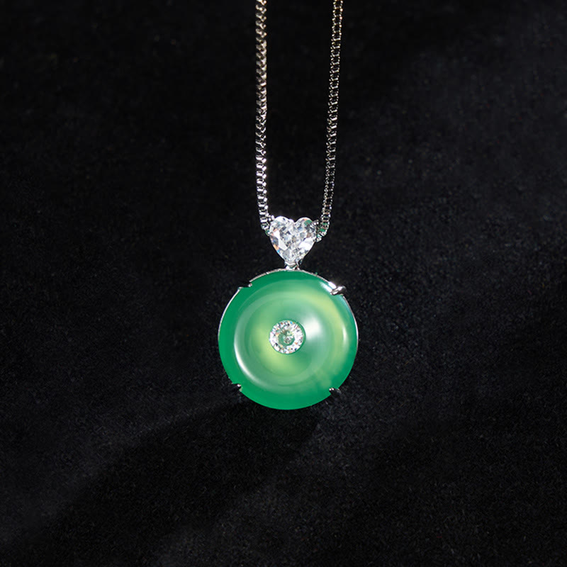Nimara Ritual Natural Green Chalcedony Peace Buckle Strength Necklace