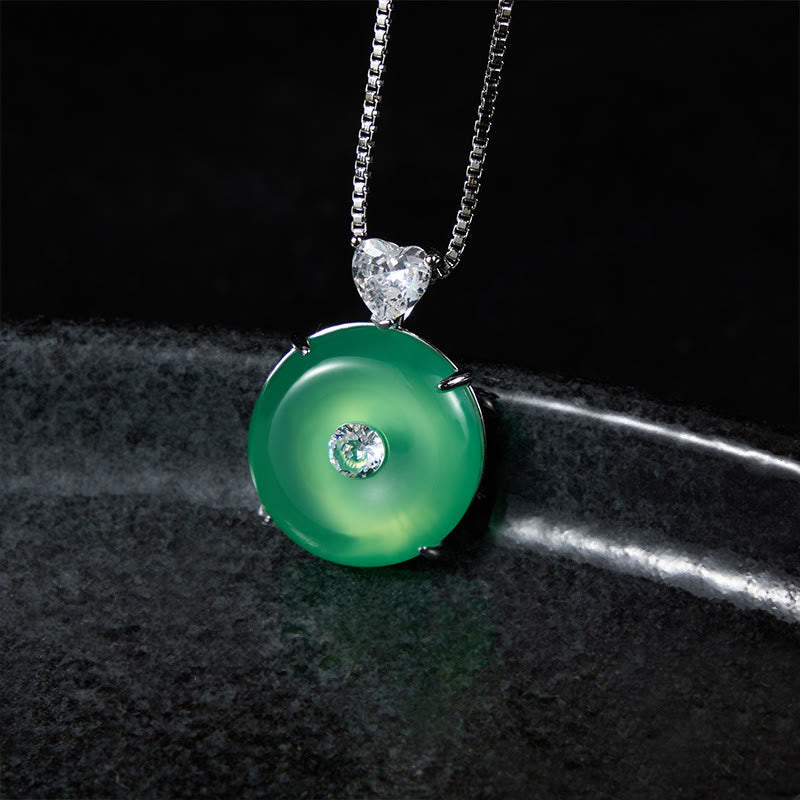 Nimara Ritual Natural Green Chalcedony Peace Buckle Strength Necklace