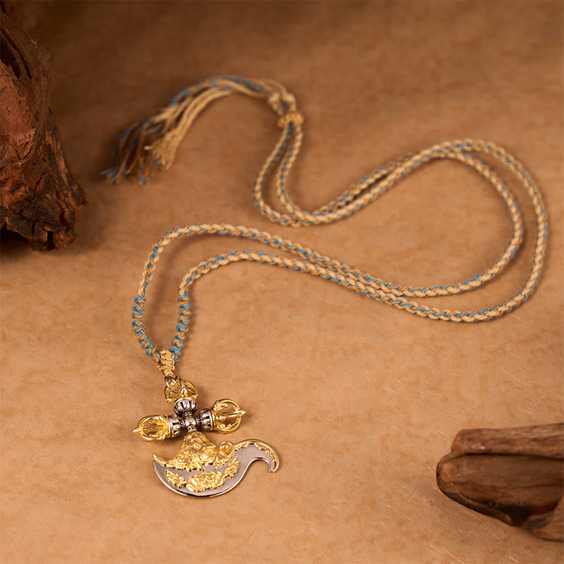 Nimara Ritual Copper Vajra Grounding Tibetan Relief Carved Totem Charm Necklace Pendant