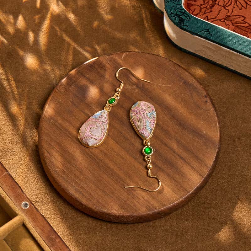 Nimara Ritual Handcrafted Silk Art Colorful Patterns Harmony Teardrop Earrings