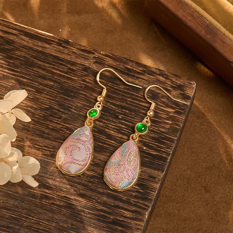 Nimara Ritual Handcrafted Silk Art Colorful Patterns Harmony Teardrop Earrings