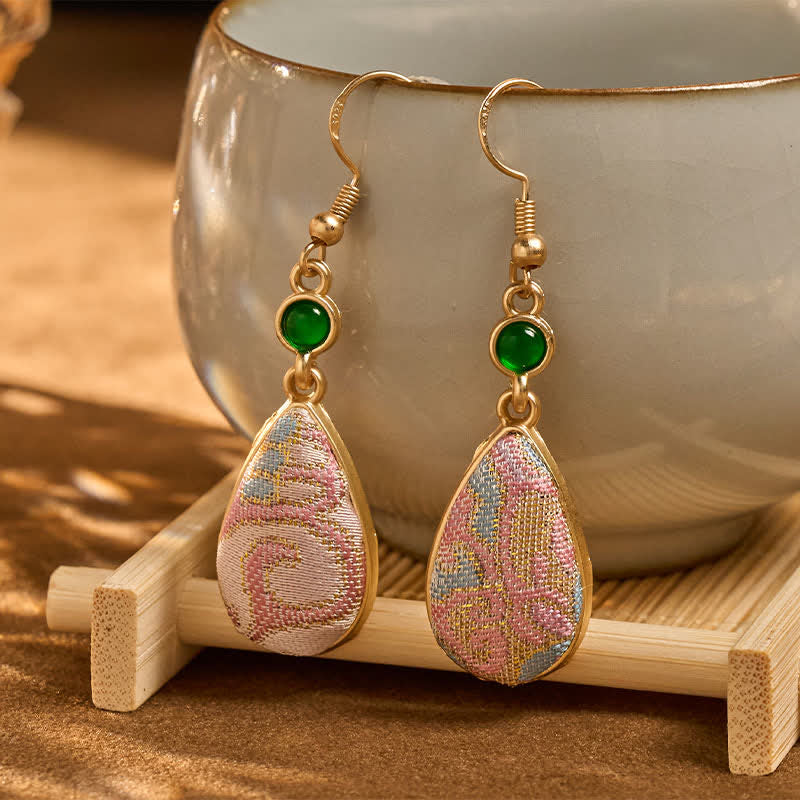 Nimara Ritual Handcrafted Silk Art Colorful Patterns Harmony Teardrop Earrings