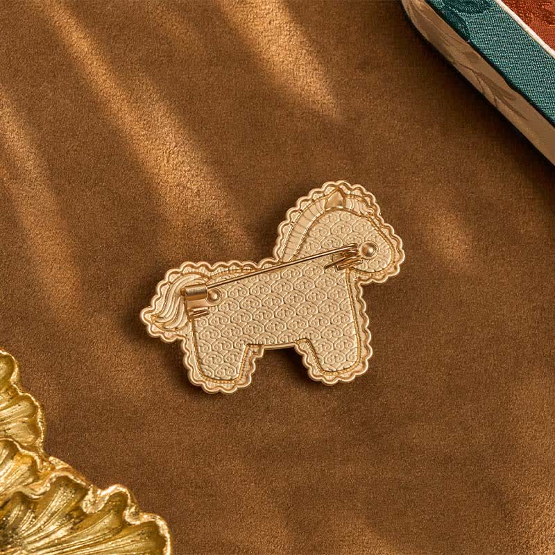 Prosperity and Energy Song Brocade Handcrafted Purple Horse Brooch