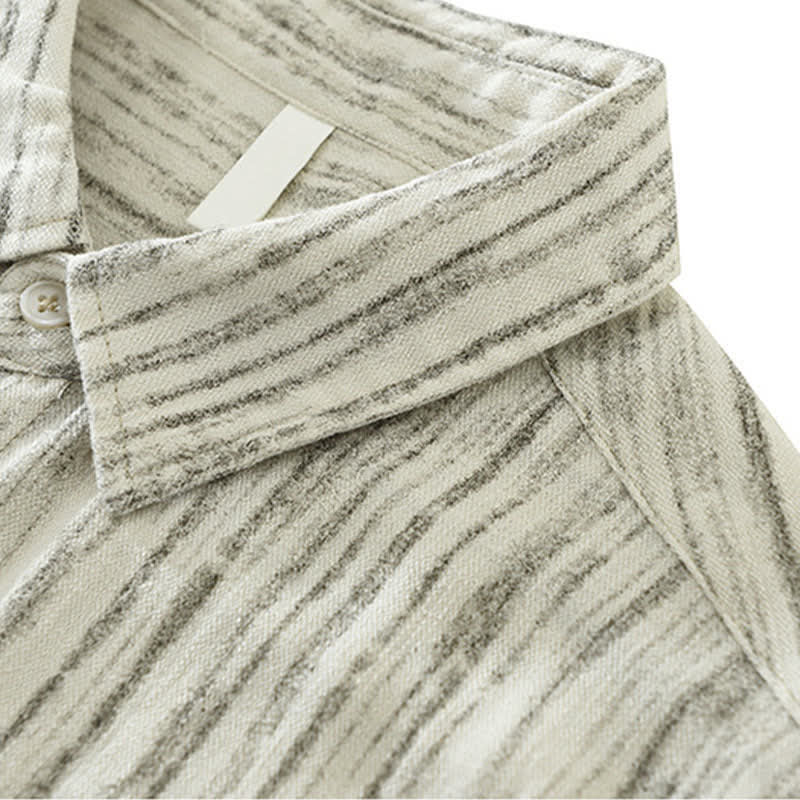 Nimara Ritual Summer Casual Minimalist Button-Up Striped Men's Short Sleeve Shirts With Decorative Pocket