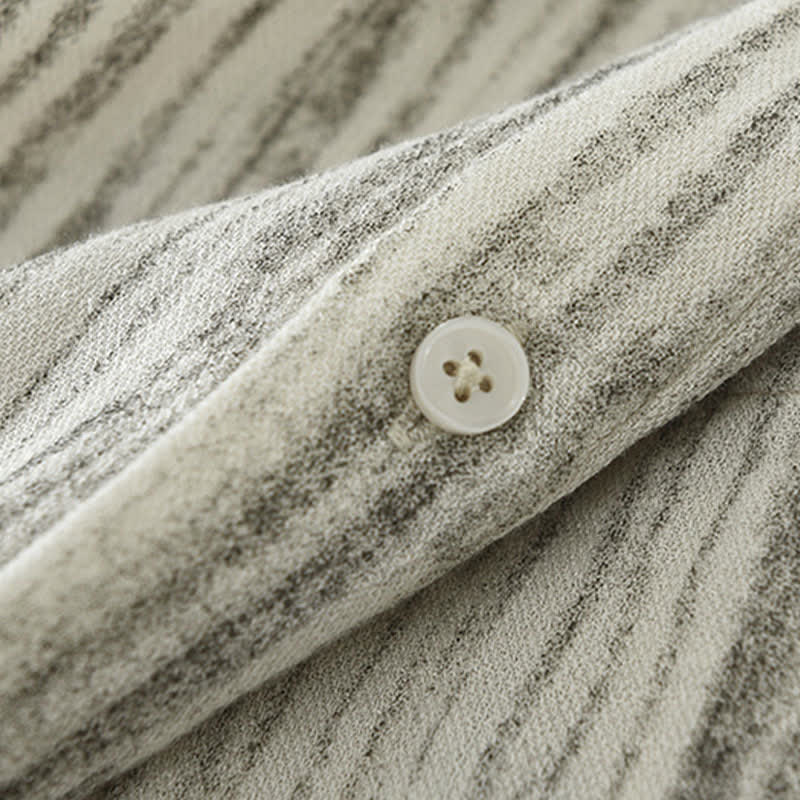 Nimara Ritual Summer Casual Minimalist Button-Up Striped Men's Short Sleeve Shirts With Decorative Pocket