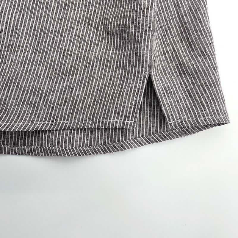 Nimara Ritual Summer Half Button Fine Striped Men's Short Sleeve Shirts