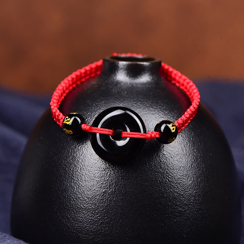 Nimara Ritual Black Obsidian Peace Buckle Protection Braided Bracelet