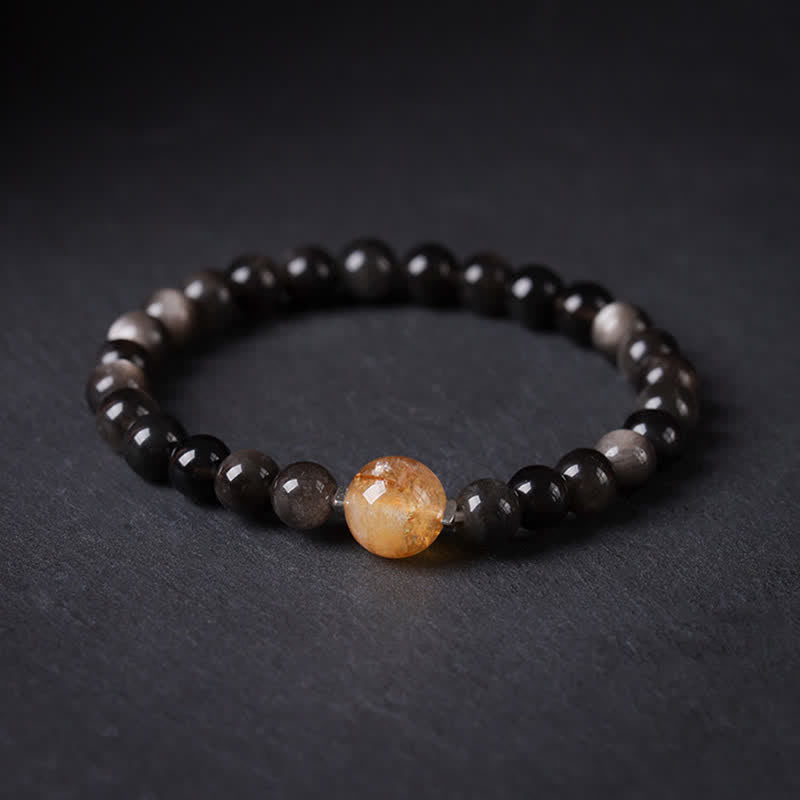 Nimara Ritual Black Obsidian Grounding Hand-Woven New Chinese Round Bracelet
