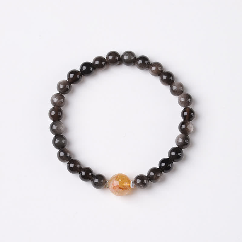 Nimara Ritual Black Obsidian Grounding Hand-Woven New Chinese Round Bracelet