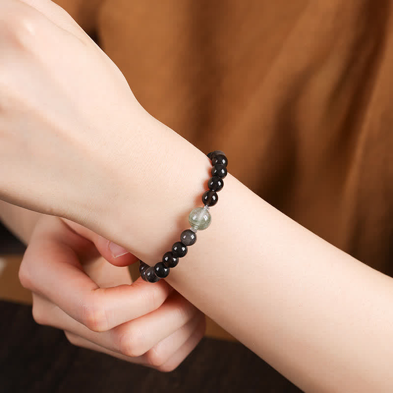 Nimara Ritual Black Obsidian Grounding Hand-Woven New Chinese Round Bracelet