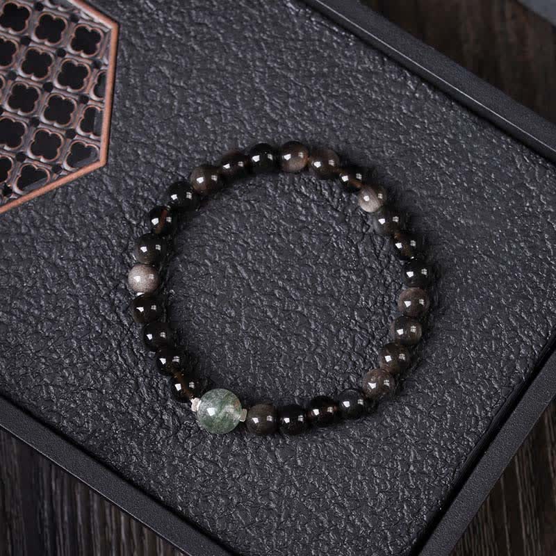 Nimara Ritual Black Obsidian Grounding Hand-Woven New Chinese Round Bracelet