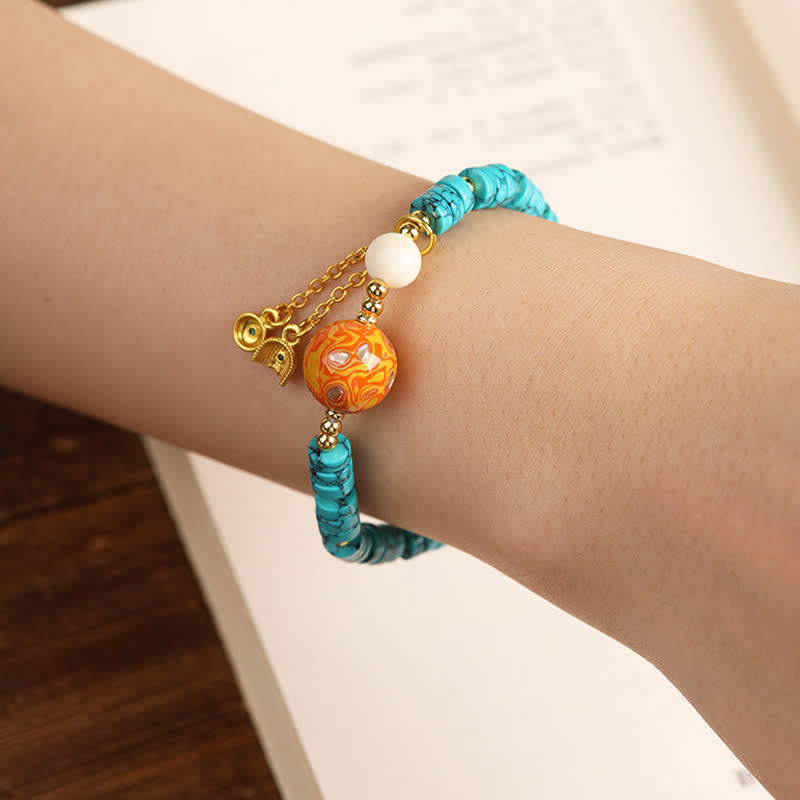 Nimara Ritual Turquoise Communication Handcrafted New Chinese Disc Bead Bracelet