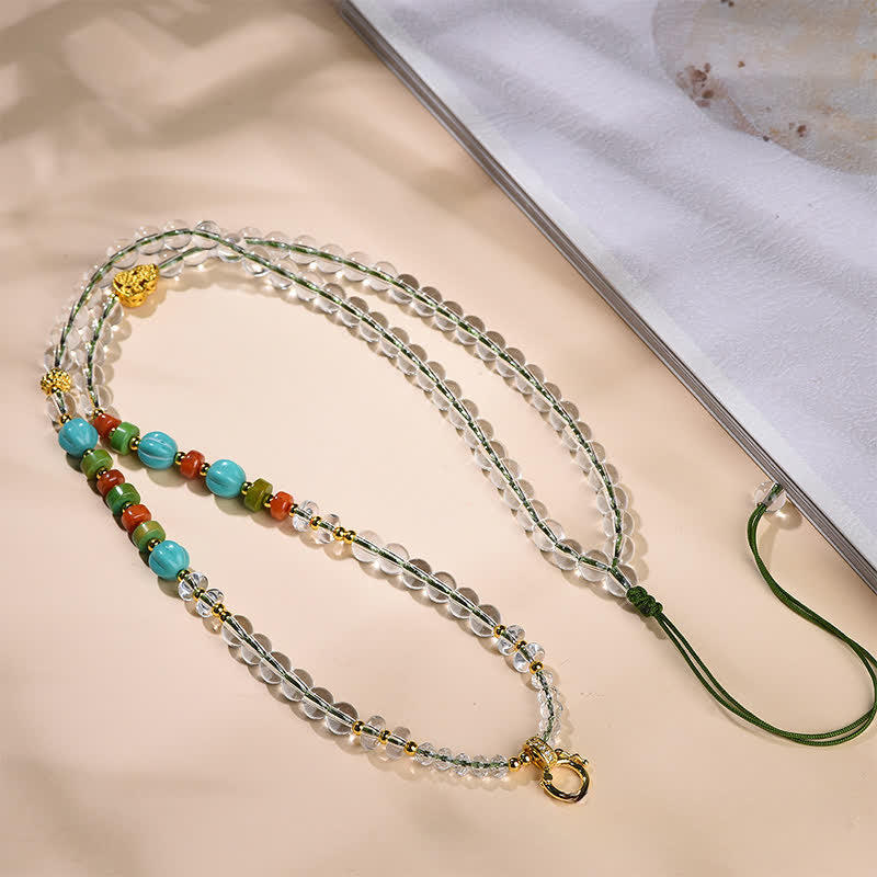 Nimara Ritual Handcrafted Clear Quartz Round-Bead Gourd Healing Multi Wear Necklace