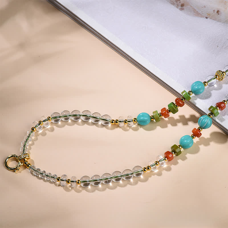 Nimara Ritual Handcrafted Clear Quartz Round-Bead Gourd Healing Multi Wear Necklace