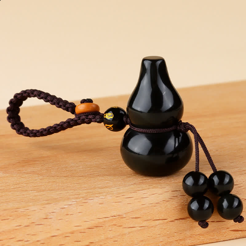 Nimara Ritual Rainbow Obsidian Gourd Protection Hand-Woven Vintage Keychains