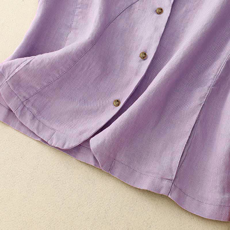 Nimara Ritual Summer Casual Minimalist Lines Button-Up Solid Women's Sleeveless Shirts Tank Top With Pocket
