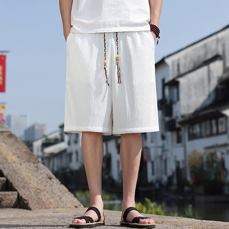 Nimara Ritual Summer Casual Drawstring Solid Bermuda Shorts Men's With Pockets