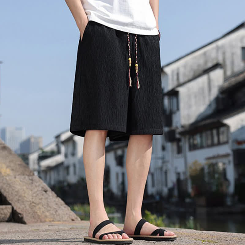 Nimara Ritual Summer Casual Drawstring Solid Bermuda Shorts Men's With Pockets